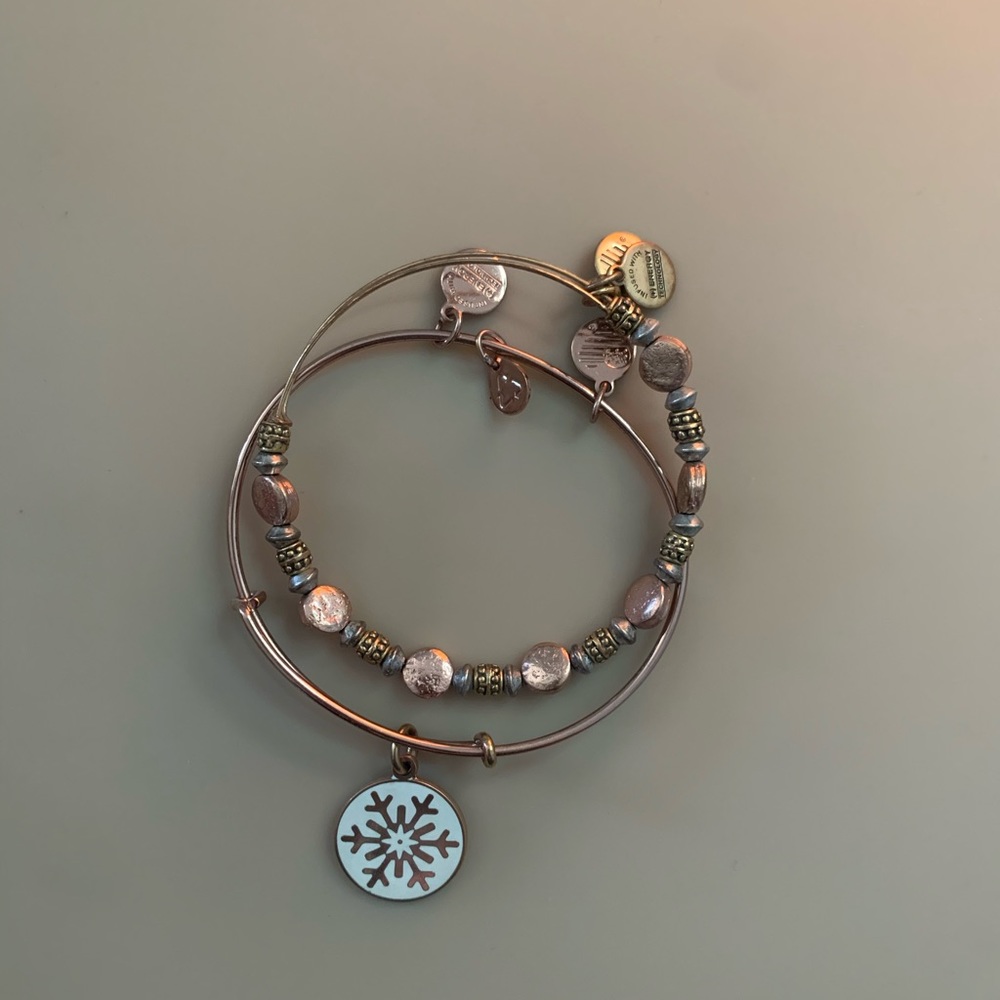 Alex and Ani winter snowflake bracelet bundle